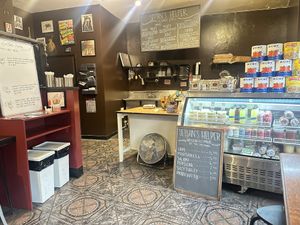 Menu and deli counter, May 2025  at Seitan's Helper in Brooklyn