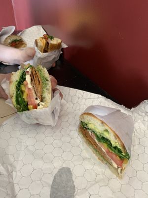 Just look at those gorgeous sandwiches !  at Seitan's Helper in Brooklyn