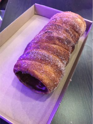 Chimney cake with hazelnut spread and cinnamon sugar  at Vegan Kiraly in Budapest