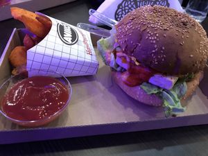 Tofu cheese burger  at Vegan Kiraly in Budapest