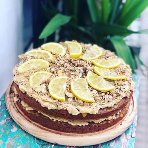 Vegan lemon cake with almond frosting. 100% Vegan , Gluten & Refined sugar free. Our cake selection changes daily!  at PLANT SHACK - Altea in Altea