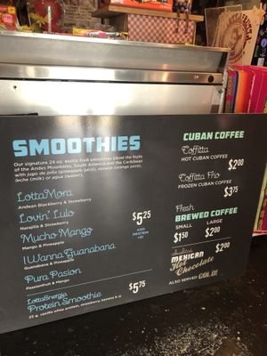 Smoothie and coffee menu  at LottaFrutta in Atlanta