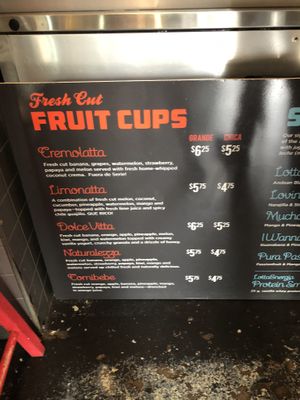 Fruit cup menu at LottaFrutta in Atlanta