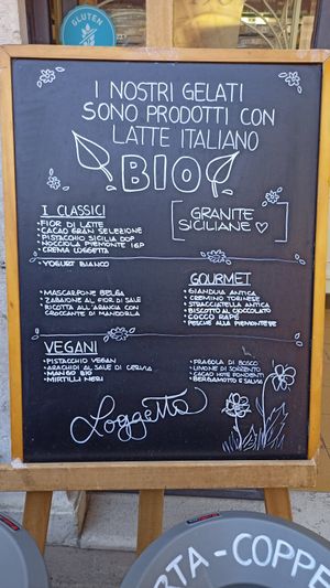 So many delicious vegan options! The Bergamotto e Salvia was devine ... at Gelateria Loggetta in Mantova