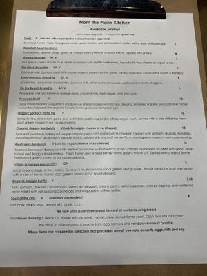 Menu at Plank Coffee in Healdsburg