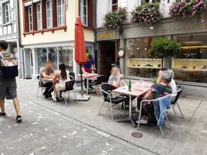 Outdoor seating at Indian Palace in St Gallen