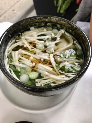 Miso soup at PLANTA Queen in Toronto