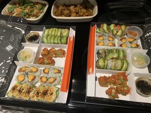 Box of vegan sushi’s   at PLANTA Queen in Toronto