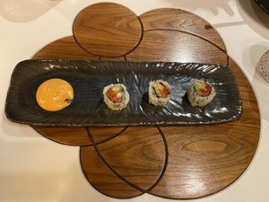 Watermelon spicy tuna rolls  at PLANTA Queen in Toronto