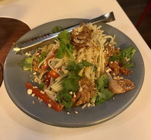 Peking Jackfruit. Papaya salad was incredible. The jackfruit didn’t add much.   at PLANTA Queen in Toronto