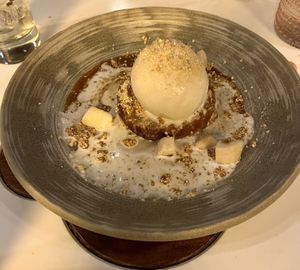 Sticky date pudding with vanilla gelato. So good!   at PLANTA Queen in Toronto