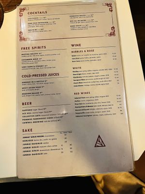 Drink menu  at PLANTA Queen in Toronto