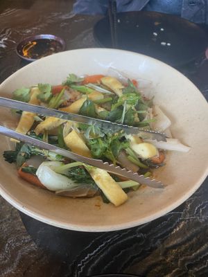 Chow fun noodles - part of brunch menu  at PLANTA Queen in Toronto