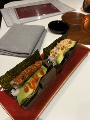 hand rolled sushi  at PLANTA Queen in Toronto