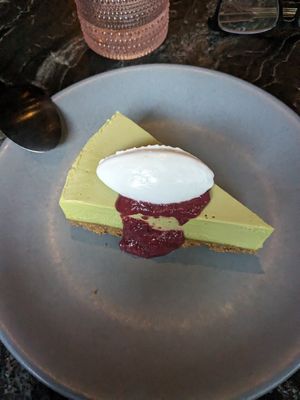 Matcha cheesecake at PLANTA Queen in Toronto