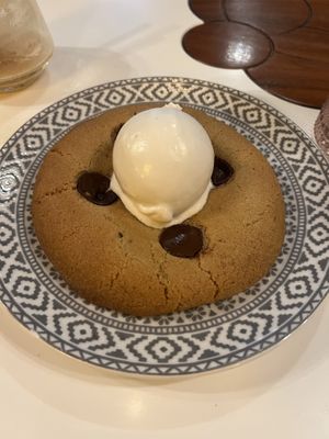 Cookie with coconut based ice cream  at PLANTA Queen in Toronto