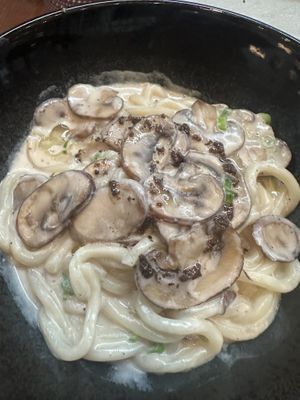 Mushroom udon  at PLANTA Queen in Toronto