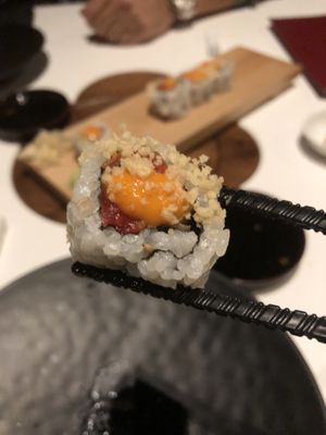 Spicy Tuna sushi roll at PLANTA Queen in Toronto