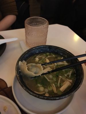 Wonton soup at PLANTA Queen in Toronto