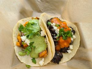 Sweet potato taco (left) and mushroom taco (right) at Chaia - Chinatown in Washington