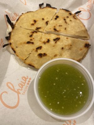 Simple Vegan Cheese Quesadilla - Skip or Order with More Ingredients (Like Mushroom)  at Chaia - Chinatown in Washington