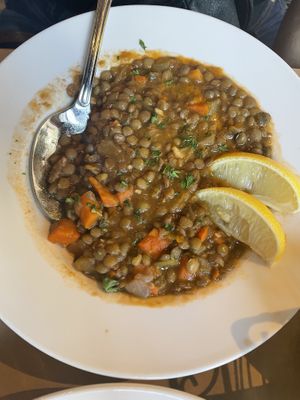 Lentil soup special  at Oren's Hummus in San Francisco