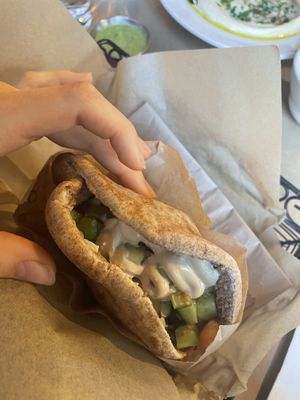 Pita falafel sandwich  at Oren's Hummus in San Francisco