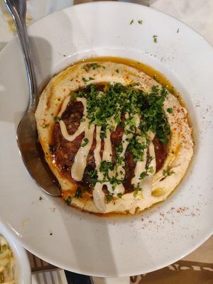 Eggplant hummus at Oren's Hummus in San Francisco
