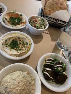 All vegan sides at Oren's Hummus in San Francisco