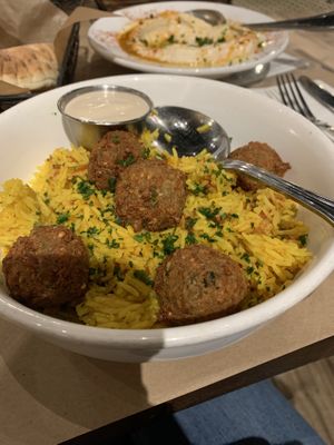 Rice bowl with falafel   at Oren's Hummus in San Francisco
