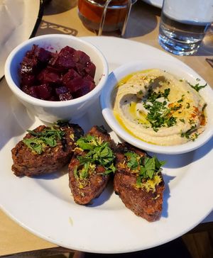 Plant-based lamb at Oren's Hummus in San Francisco