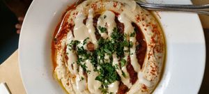 Auberginen-Hummus at Oren's Hummus in San Francisco