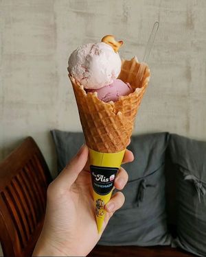 Vegan ice cream and cone  at The Ais in Penang