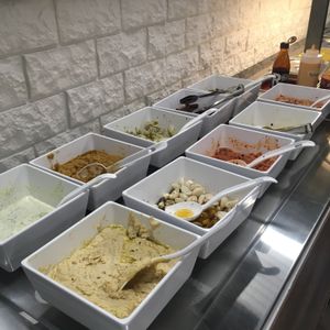 Hummus and other meze in lunch buffet at Classic & Vegan in Helsinki