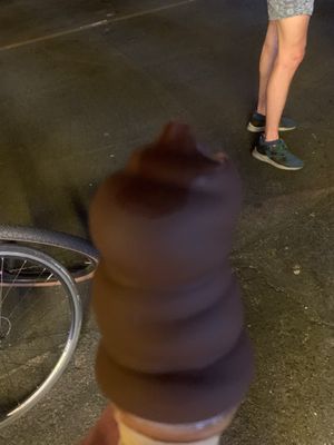 Chocolate soft serve and chocolate dip   at Dairy Star Ice Cream in Lincolnwood