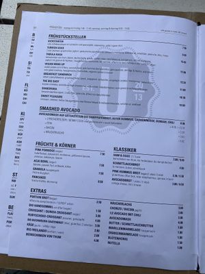 Menu  at Ulrich in Vienna