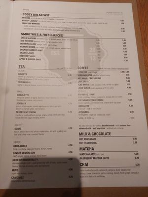 Drink menu at Ulrich in Vienna