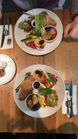 Breakfast plate with various small meals at Ulrich in Vienna