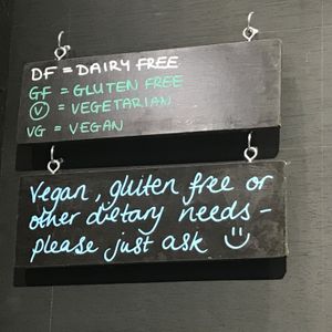 Signs in the cafe  at Cafe at the ICBP in Newent