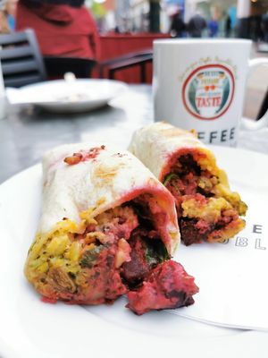 Beetroot and houmous wrap at Coffee Republic in Chatham