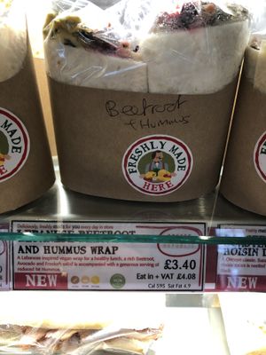 Beetroot and hummus wrap at Coffee Republic in Chatham