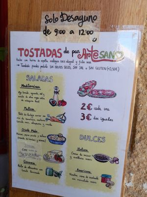 Breakfast menue at CReeA in Tarragona