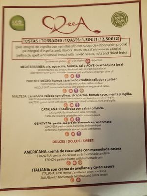 Menu at CReeA in Tarragona