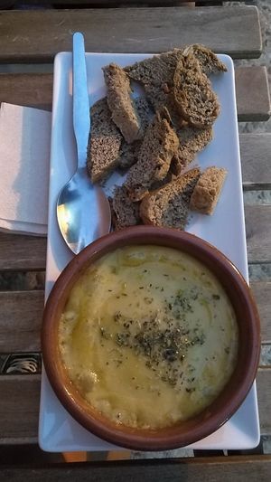 queso vegano de patata at CReeA in Tarragona
