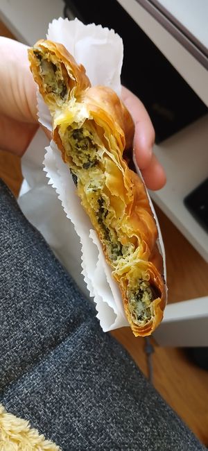 Vegan spinach swirl at Sotiris Bakery in Bristol