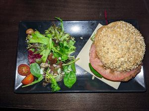 Seitan and shitake burger at B12 in Girona