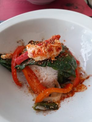 Dish of the day (Rice with spinach and vegan prawns) at B12 in Girona