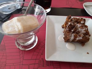 Vanilla dessert(like a flan) and the best cinnemon apple walnut cake i've ever had(and I had a few) at B12 in Girona