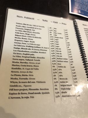 Craft beers Menu  at B12 in Girona