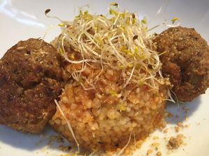 tempeh balls and cous cous  at B12 in Girona